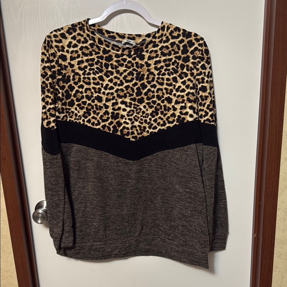 Egs Leopard Print and Gray Sweater Size S